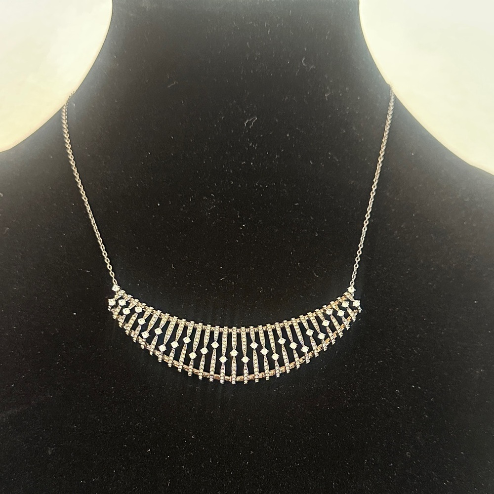 Nadri [Liliana] Silver-Tone Rhinestone Fringe Bib Necklace with cubic zirconias!